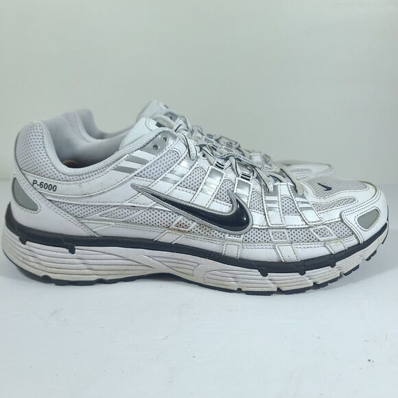 Nike P-6000 Mens Size 13 White Metallic Silver Black Running Sneaker  CD6404-107 main image 4